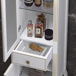 Opadiris Шкаф-пенал для ванной Лаура 45 L белый с бежевой патиной – фотография-3